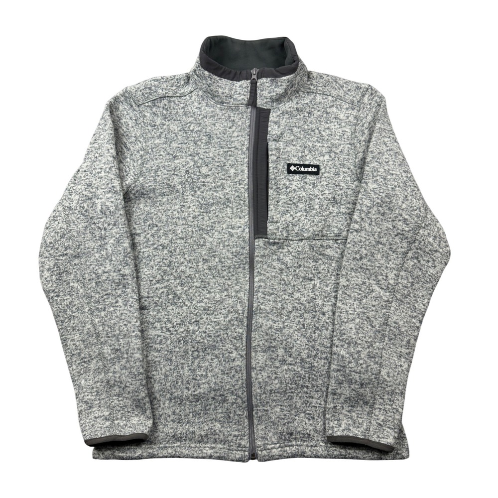 Columbia Mens Medium Sweater Fleece Jacket Grey Heather Full Zip Outdoors Hike